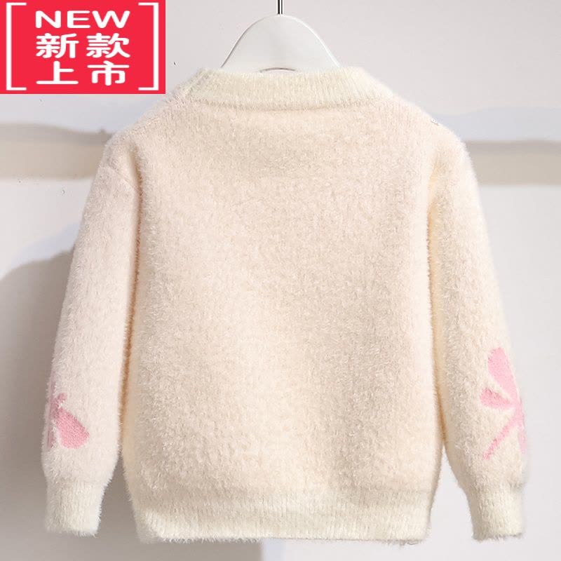 可莉允女童毛衣2022秋冬儿童洋气加厚蝴蝶针织衫套头衫女孩打底衫图片