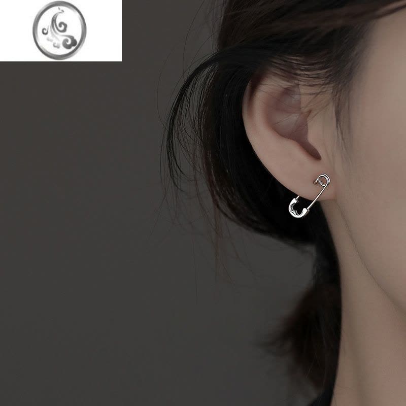 JiMi[]925银银别针耳钉小众耳环2022年新款潮轻奢男女夏季耳饰图片