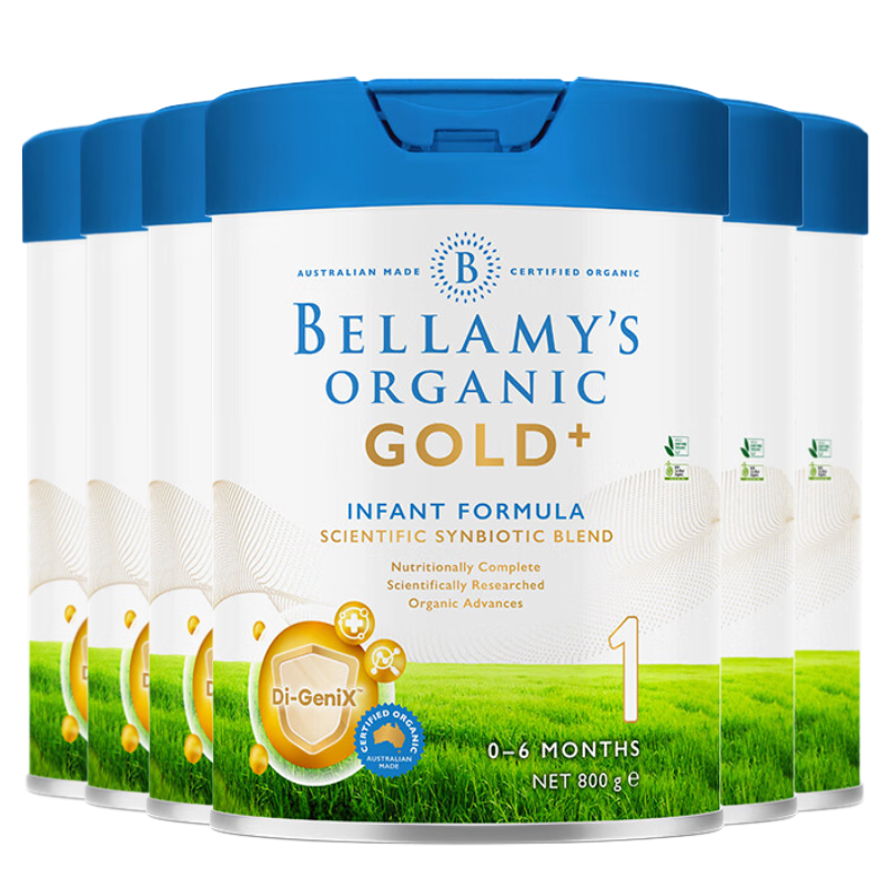 [6罐装 有效期26年5月]澳洲Bellamy贝拉米 GOLD金装版有机婴儿配方奶粉1段(0-6月) 800g/罐