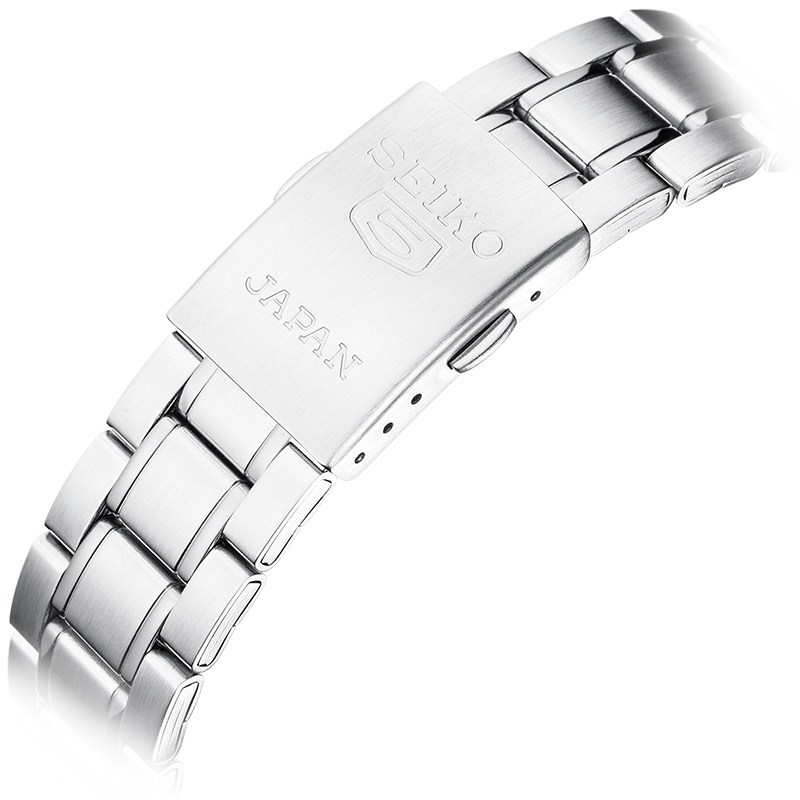 精工(SEIKO)手表 5号系列自动机械表日本原装商务休闲防水双历男士时尚腕表黑盘钢带 SNKL45J1