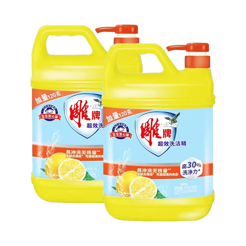 雕牌洗洁精超效温和不伤手果柠檬清香1.12kg*2瓶(包装随机)
