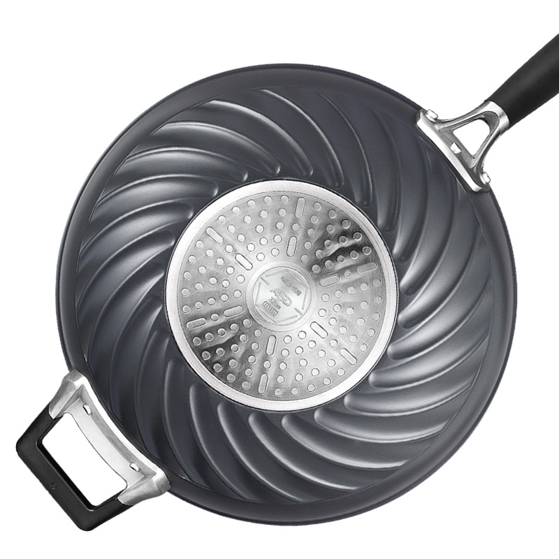 爱仕达(ASD)炒锅不粘锅家用平底炒菜锅钛熔射金刚旋风无油烟燃气灶电磁炉锅具 CL32Z1WG 不沾锅- 32cm高清大图