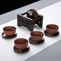 金镶玉 茶具配件 黑檀杯垫茶杯垫隔热垫 茶托垫子套组 树叶杯垫
