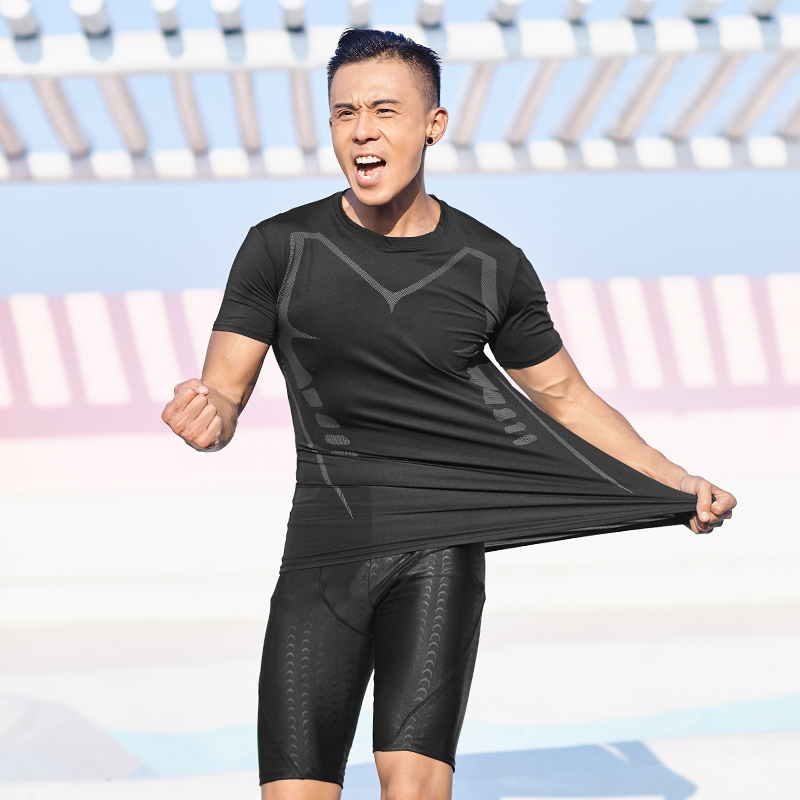 佑游泳裤五分男士泳衣套装温泉防尴尬激凸平角五分短裤速干装备全套