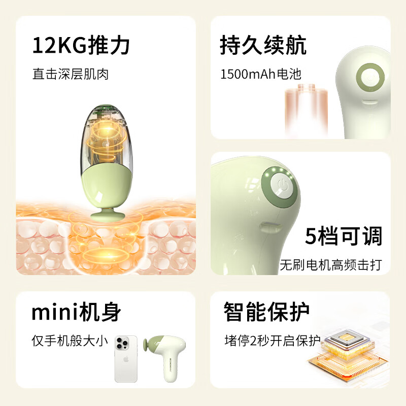 和正mini筋膜枪 便携式口袋家用按摩器 健身运动专业级肌肉放松器 生日礼物送男女朋友 迷你筋膜枪 HZ-JMQ-10高清大图