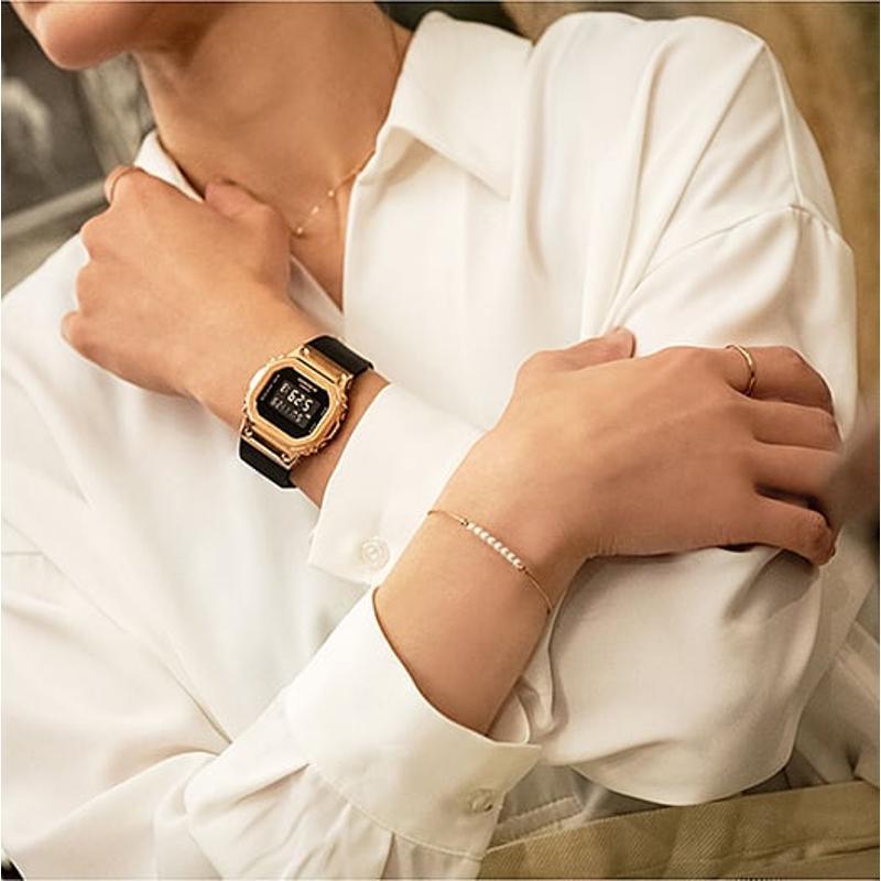 卡西欧(CASIO)GM-S5600PG-1男士石英手表潮流复古金属表带防水电子手表