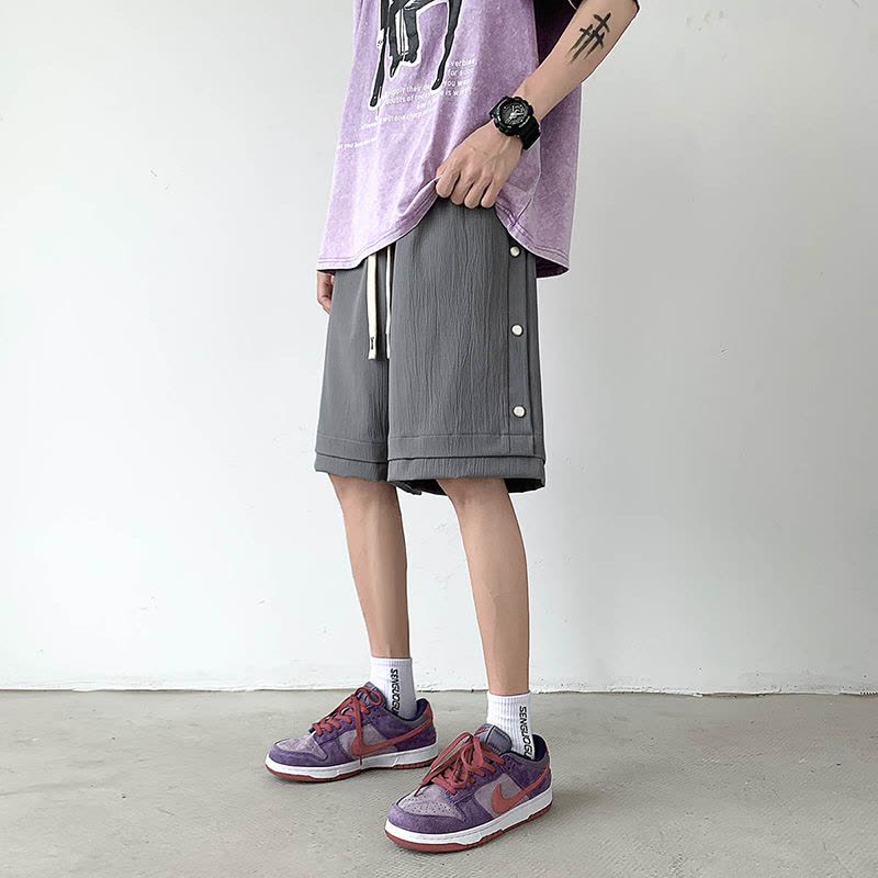 真维斯休闲短裤男士夏季新款冰丝沙滩五分裤男潮流宽松运动中裤子图片