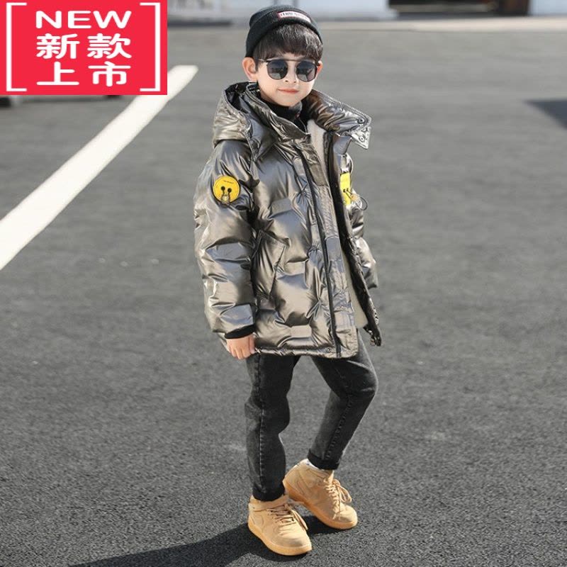 可莉允男童加绒加厚棉服冬款2022新款儿童冬季亮皮棉衣中大童休闲外套潮图片