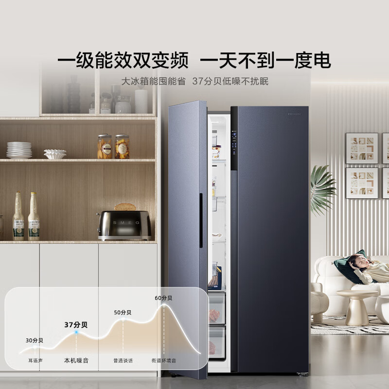 海信(Hisense)冰箱双开门冰箱一级能效无霜超薄冰箱大容量556升变频电冰箱家电 BCD-556WFK1DP高清大图