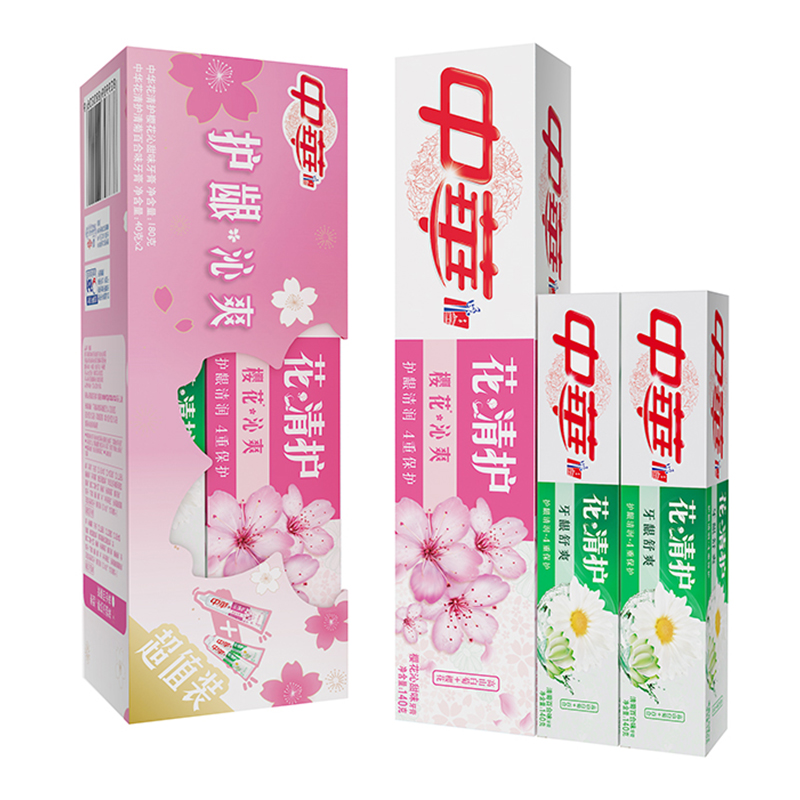 中华 (Zhong Hua) 花清护牙膏樱花沁甜180g+清菊百合 40g*2 清新口气[联合利华]高清大图