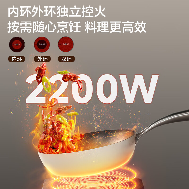 苏泊尔(SUPOR)电陶炉煮茶炉大功率电磁炉电池炉电磁灶 火锅炒菜围炉煮茶 家用智能多功能 不挑锅具 C22-CS18高清大图