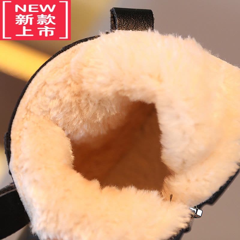 可莉允女童大棉皮鞋宝宝冬鞋加绒新款2022软底防水短靴儿童雪地靴子图片