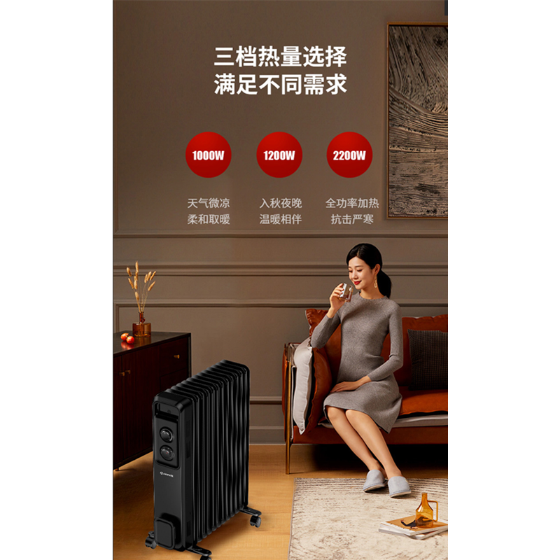 Airmate/艾美特 HU13-X4 取暖器/家用电暖器/电暖气 13片电热油汀