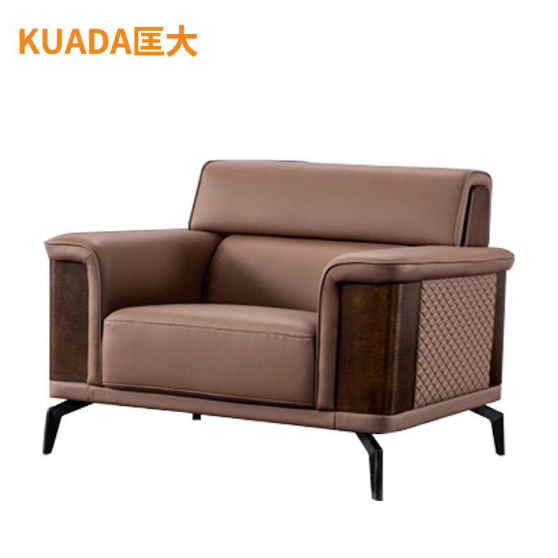 匡大 办公沙发 皮艺沙发 办公室接待沙发 牛皮 单人位 KDT676高清大图