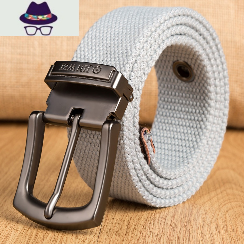 战术皮带男女通用针扣皮带休闲编织带孔韩版工装裤帆布军装腰带男 FISH BASKET