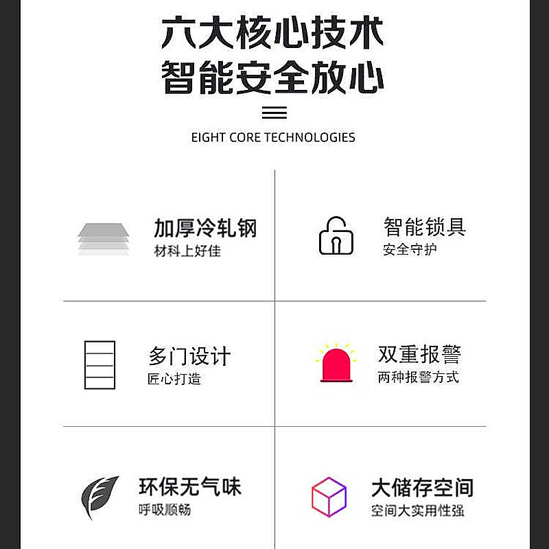 锦北 多门保密柜多门文件收纳柜落地款储物矮柜 密码锁 四门垂直高清大图
