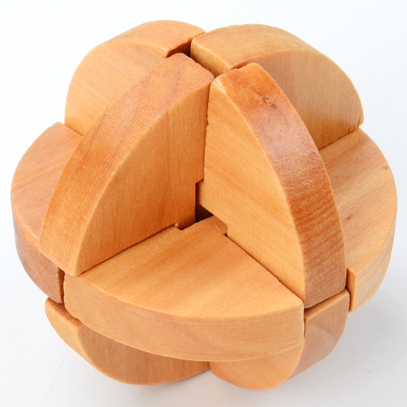 孔明锁鲁班锁套装儿童小学生木制娱乐玩具成人智力扣解锁04本色鲁班球