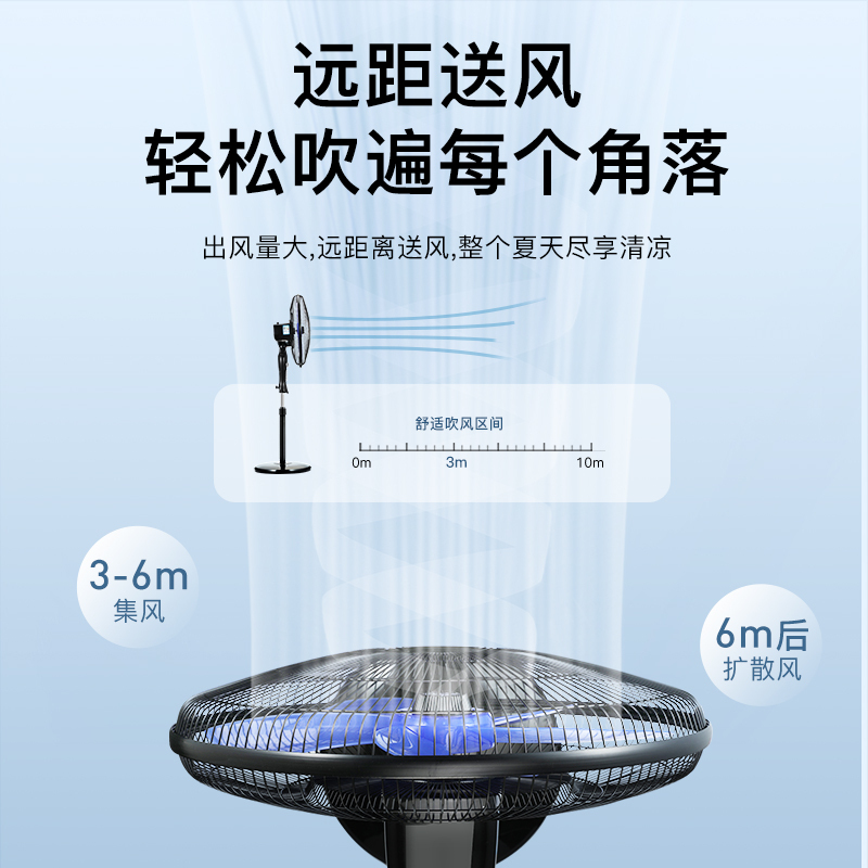 奥克斯(AUX)电风扇家用床头定时落地扇 节能立式办公室轻音风扇FS-40-A1609