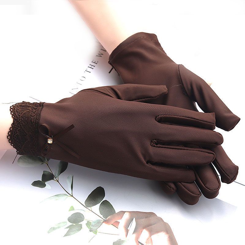 精品夏季短款防晒手套女夏天韩版开车透气超薄手套女蕾丝薄款防晒花边