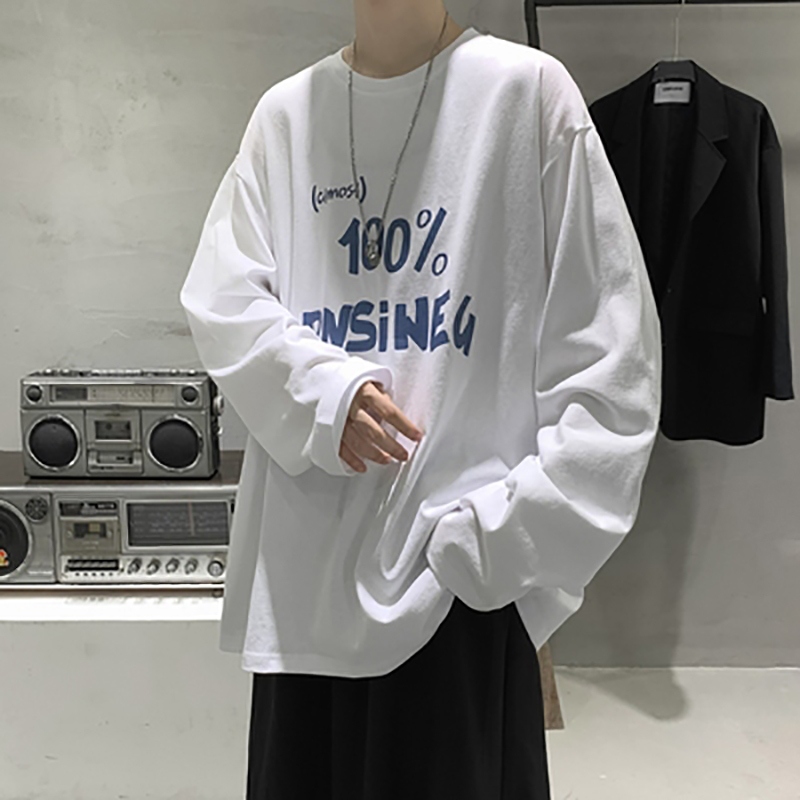 港风长袖t恤男打底衫百搭内搭春秋薄款上衣服潮牌ins宽松秋装莎丞