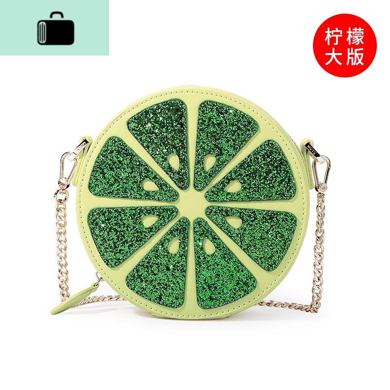 上新小包包女2020新款秋冬可爱水果零钱包单肩斜挎链条迷你包NEW LAKE 柠檬大版