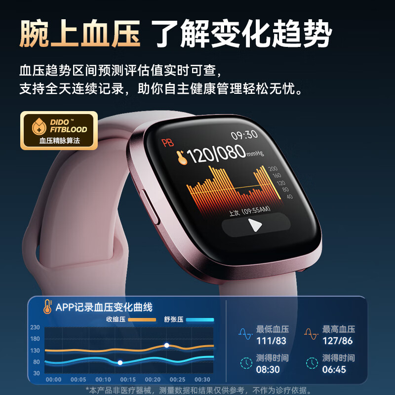 didoG28SPro运动手表实时监测血氧心率睡眠智能手表 顶配版 粉色高清大图