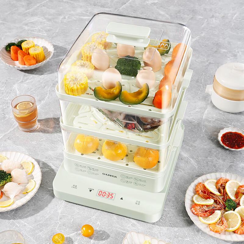 春花 CZG-201E 多功能电烤锅 涮煮煎炸家用小型插电煮锅