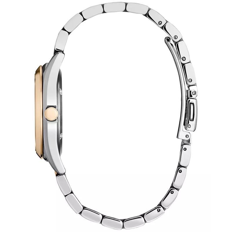 西铁城(CITIZEN)光动能女士运动豪华款间金不锈钢腕表33mm粉钻夜光日期高清大图