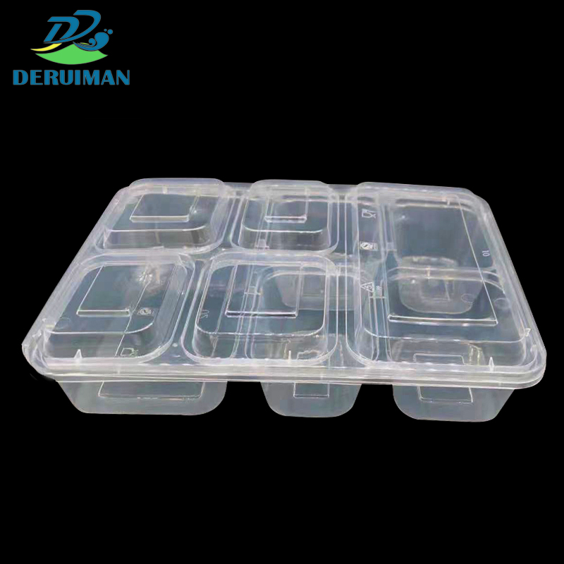 DERUIMAN一次性饭盒高盖五格打包盒1300ml外卖餐盒高清大图