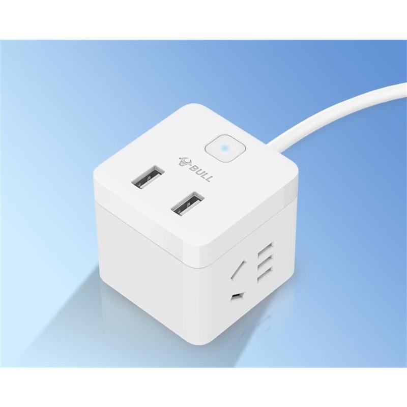 公牛UUB122(S)白色魔方5V 2.4A便携充电转换插头拖线板USB插座魔方智能插座 1.5米
