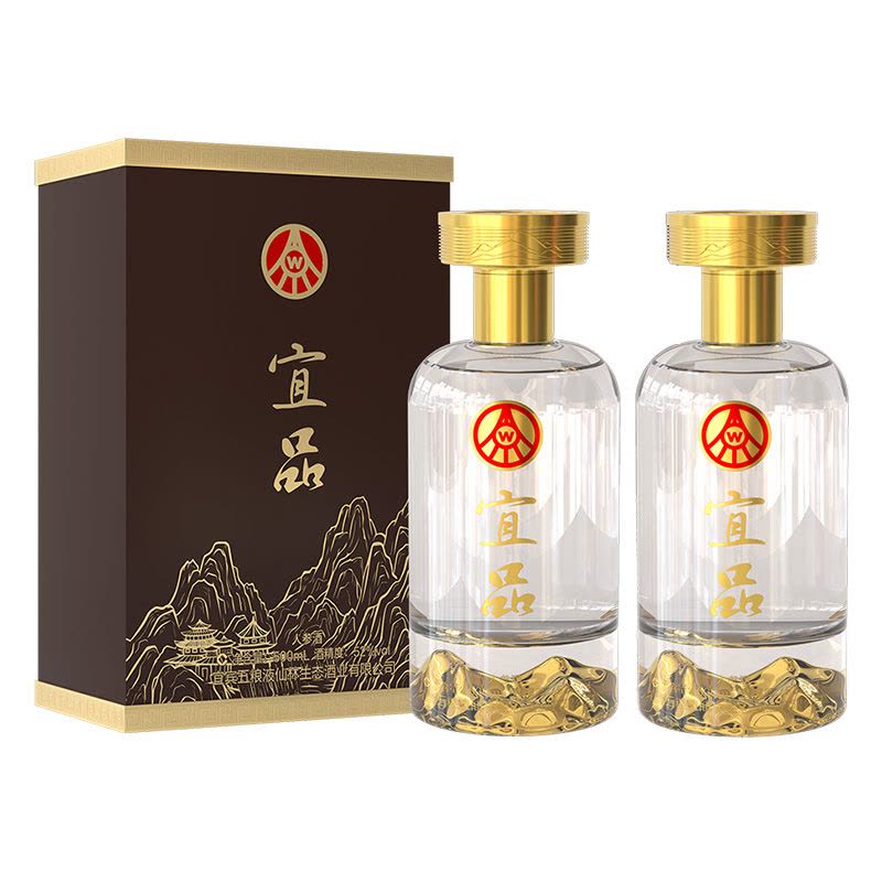 五粮液股份公司出品 五粮液宜品人参酒 金山 52度500ml*2 双瓶装 浓香型白酒图片