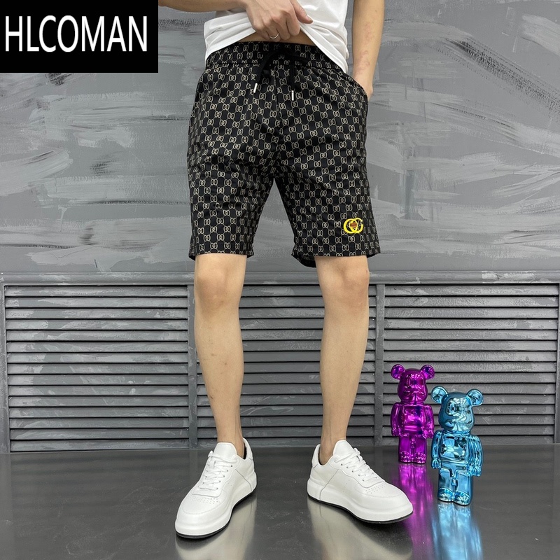 HLCOMAN夏季新款潮牌轻奢时尚潮流印花沙滩五分速干男士薄款百搭休闲短裤高清大图