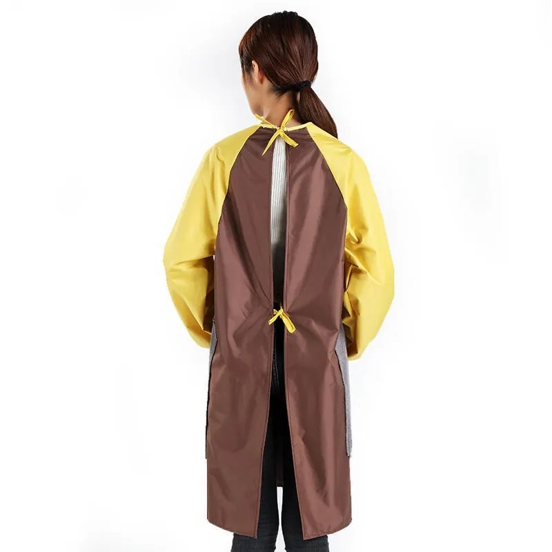 可擦手长袖围裙罩衣女防水防油工作服厨房网红可爱时尚新款围裙女