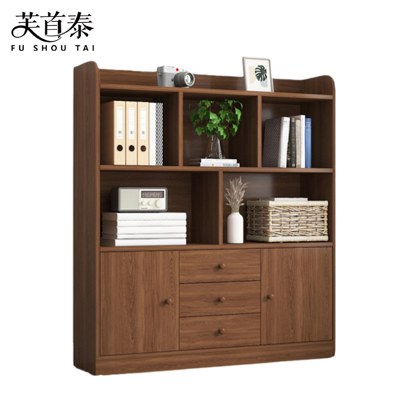 芙首泰木质书柜三层120*30*133cm台高清大图