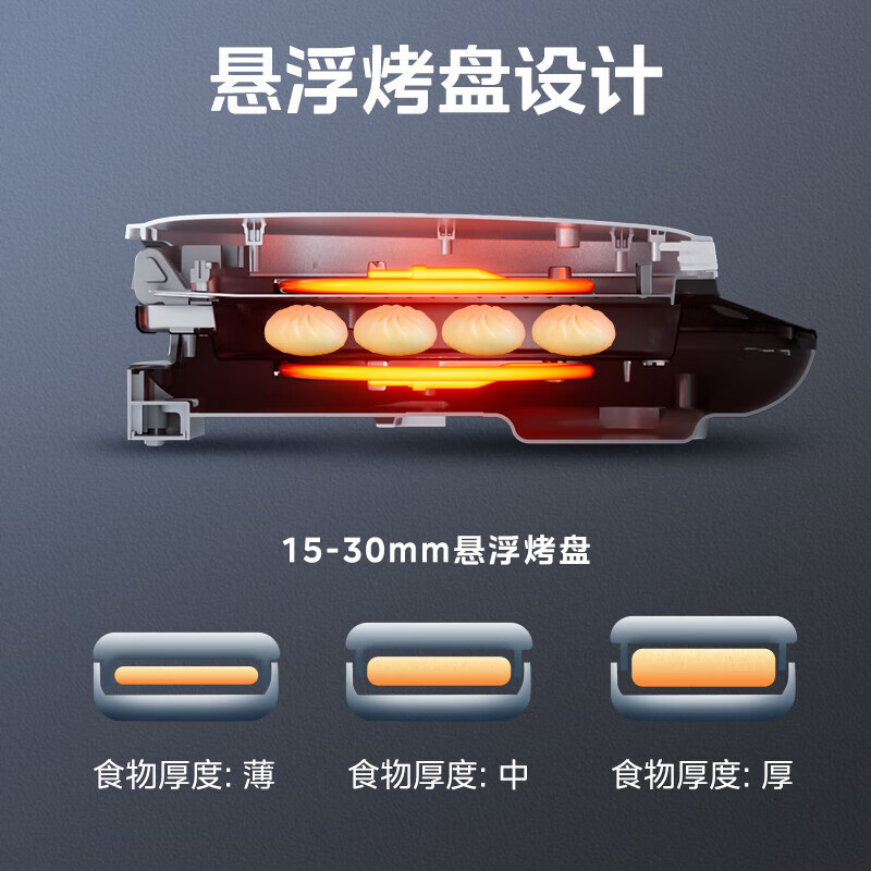 美的(Midea)电饼铛MC-JKE3073烤饼机下盘可拆双面加热煎烤机家用大尺寸加大加深三明治早餐机烤肉煎饼烙饼锅电饼
