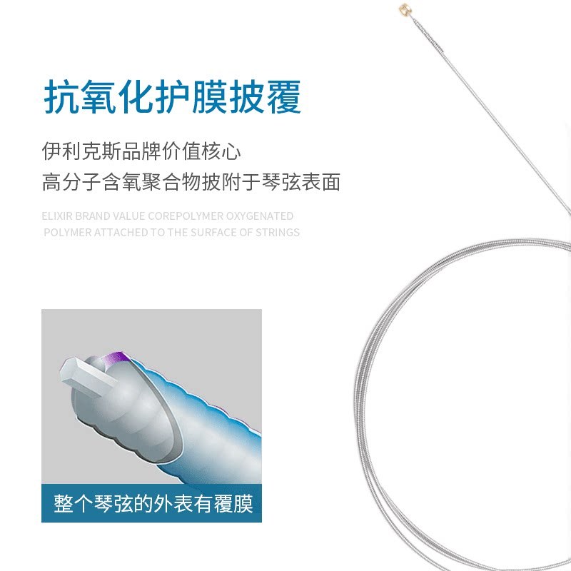 ELIXIR伊利克斯电吉他弦吉它套弦防锈镀膜琴弦12102镀镍钢超薄覆膜11-49