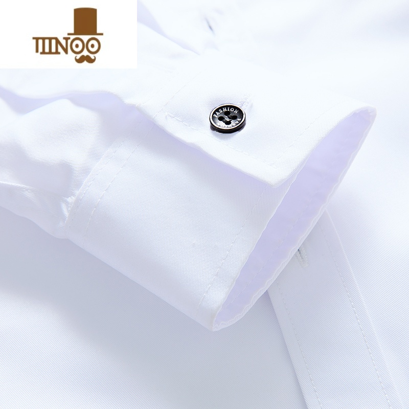 YANXU冬季白色长袖衬衫男士韩版修身衬衣潮牌保暖痞帅男生打底寸衫U男高清大图