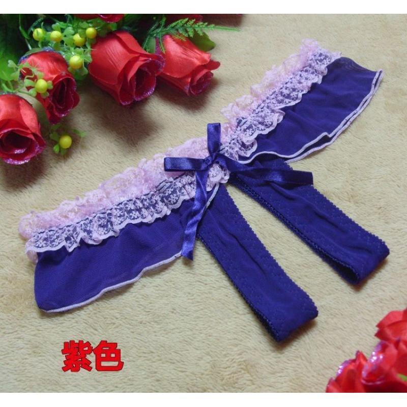 1件火辣诱惑女士内衣诱惑蝴蝶结蕾丝开裆丁字内裤(SY2087)