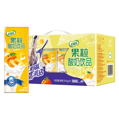 伊利优酸乳 果粒酸奶饮品 黄桃味 245g*12盒