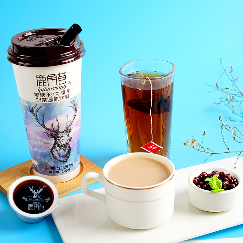 鹿角巷奶茶港式牛乳茶整箱网红手摇黑糖抹茶红豆味冲泡奶茶粉冲饮