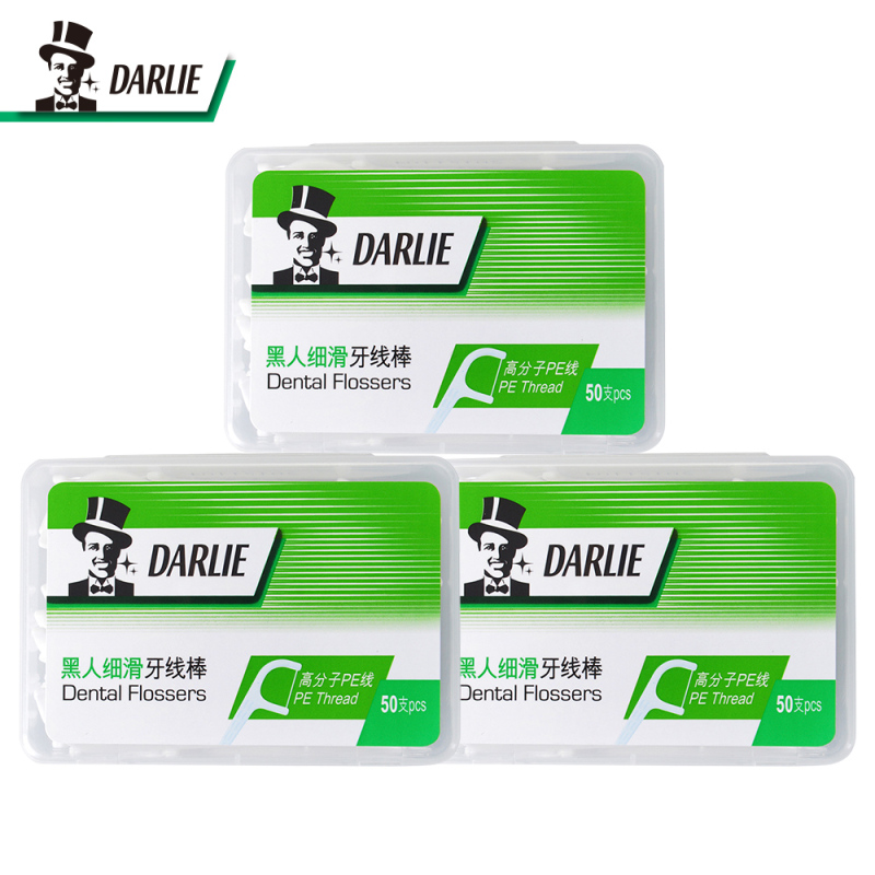 黑人(DARLIE)细滑牙线棒 50支*3 高分子PE线 纤韧丝滑