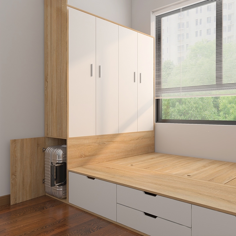 闪电客小户型榻榻米床柜一体组合衣柜储物柜多功能踏踏米床定做卧室