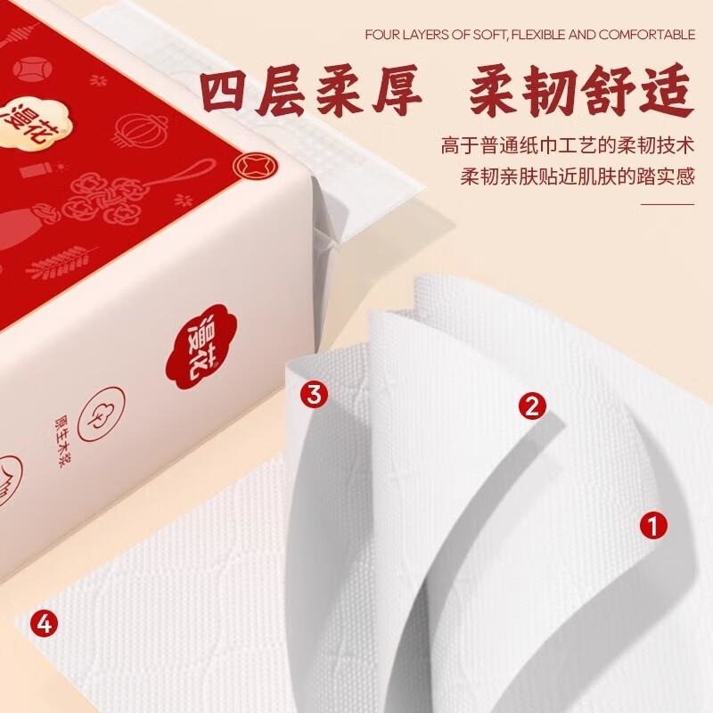漫花悬挂式抽纸大包红色暴富款纸巾家用整箱批餐巾纸纸面巾卫生纸高清大图