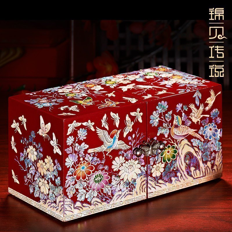 家柏饰(CORATED)螺钿漆器首饰盒木质复古饰品收纳盒珠宝盒中式结婚高清大图