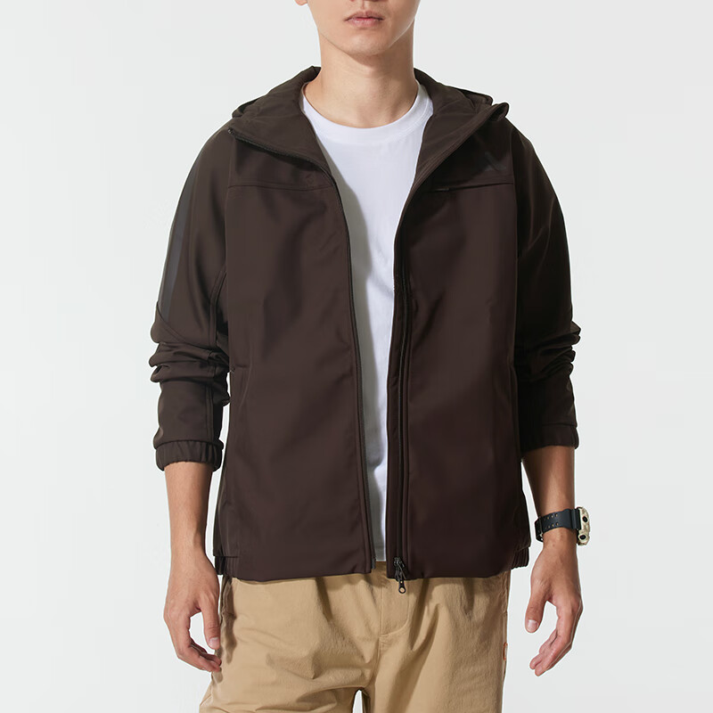 阿迪达斯 (adidas)男装梭织夹克外套新款运动服加绒连帽外套 KG5180 ZP KG5180/深棕 S