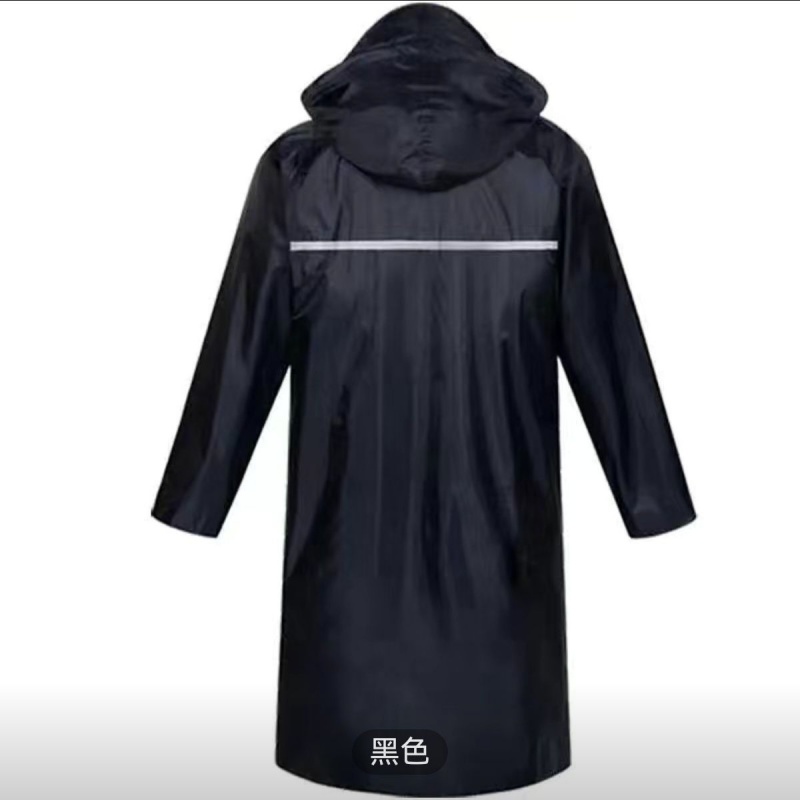 劳保帆布工地雨衣连体防暴雨全身户外男女加厚长款牛津布徒步雨披 2XL建议身高150-170 薄款牛津布黑色（暗扣款）