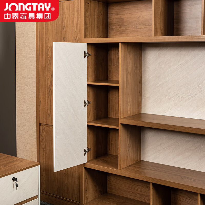 中泰(jongtay)办公柜子木质书柜书架老板办公室文件柜收纳柜储物柜三门2.8米 J-JZ17高清大图