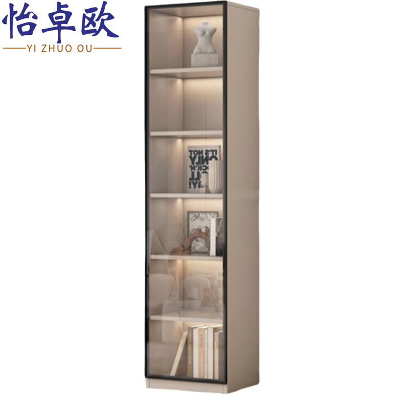 怡卓欧实木书柜单门台高清大图