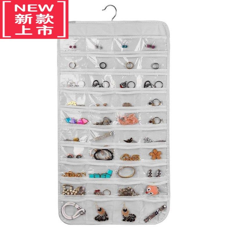 可莉允80格收纳袋无纺布双面首饰挂袋门后橱柜收纳袋项链珠宝防尘收纳盒图片