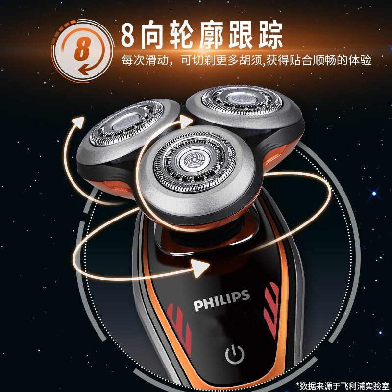 飞利浦(Philips)电动剃须刀SW6700 星战系列X-Wing战机版 三刀头旋转式充电刮胡刀 全身水洗 强劲动力